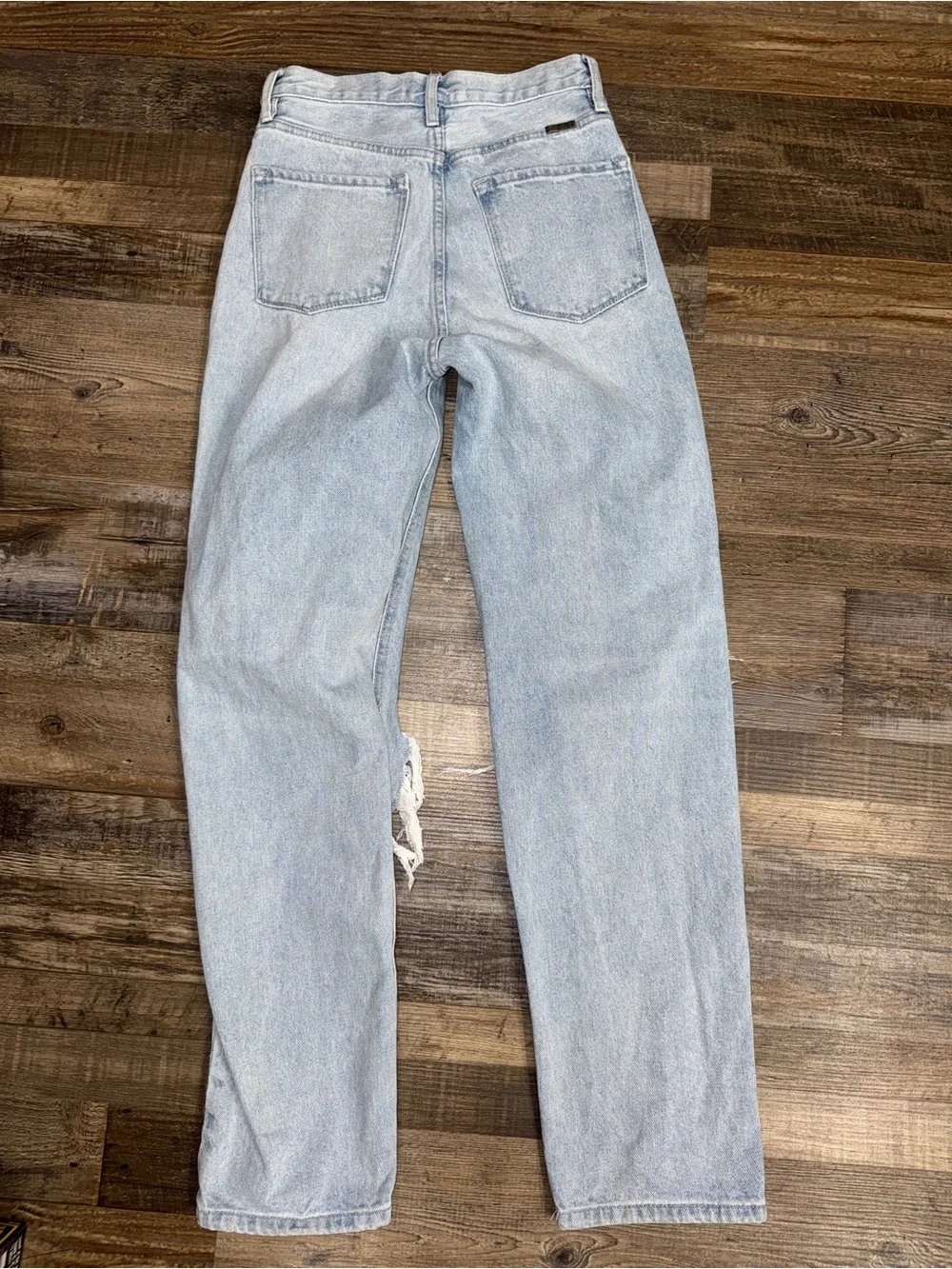 KanCan Distressed Mom Jeans Light Wash High Rise Straight Leg Size 3/25